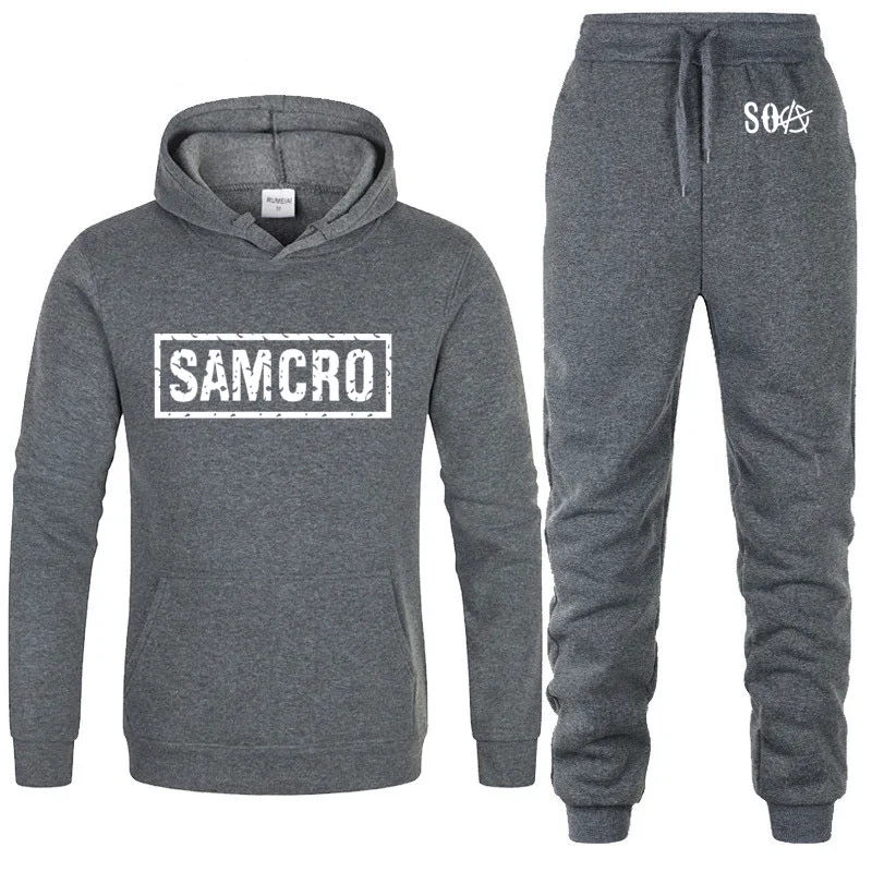 

2021 NEW Sons of anarchy SAMCRO Printed Fashion Hoodies Men Fleece Warm Sweatshirt Hip Hop Mens Hoodies Pants Suit 2Pcs