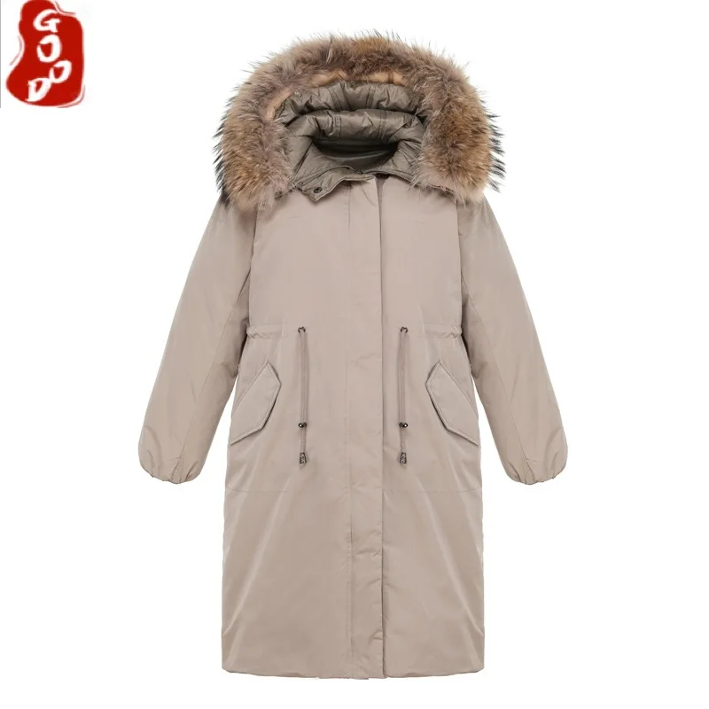 

Fashion Plus Size X-long Women Jackets Raccoon Fur Collar Female Winter Parkas Women's Down Jacket Casacos Feminino 167