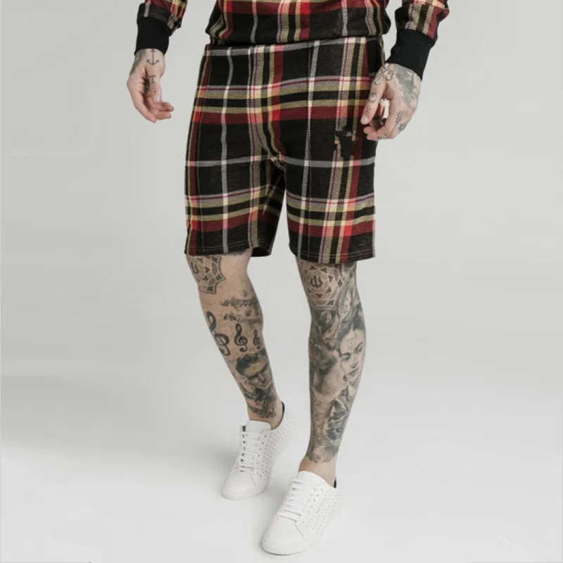 

SikSilk Ropa Hombre New High Street Brand 3D Printing Striped Hip-Hop Shorts Men's Sports Running Training Five-Point Pants