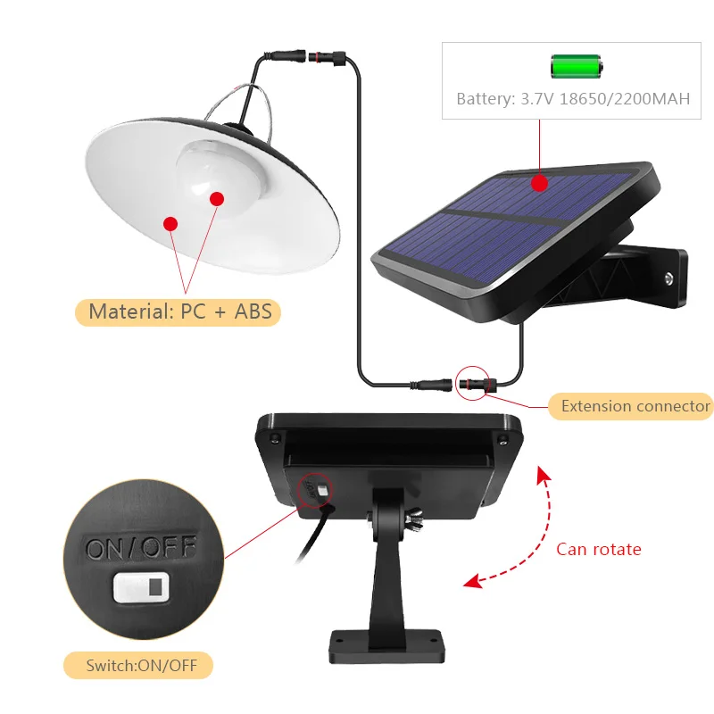 Двойной головкой Солнечный подвесной светодиодный светильник на открытом