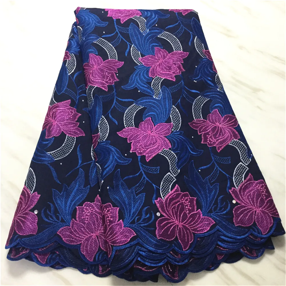 

Hot sale Soft Red voile cotton embroidered Swiss voile lace in Switzerland with stones 5yards 100% Cotton Lace for Dress V680