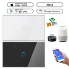 Умный выключатель EweLink, стандарт ЕССША, 123 клавиши, Wi-Fi, сенсорный выключатель, стеклянная панель, умный настенный выключатель света, работает с Alexa Google Home