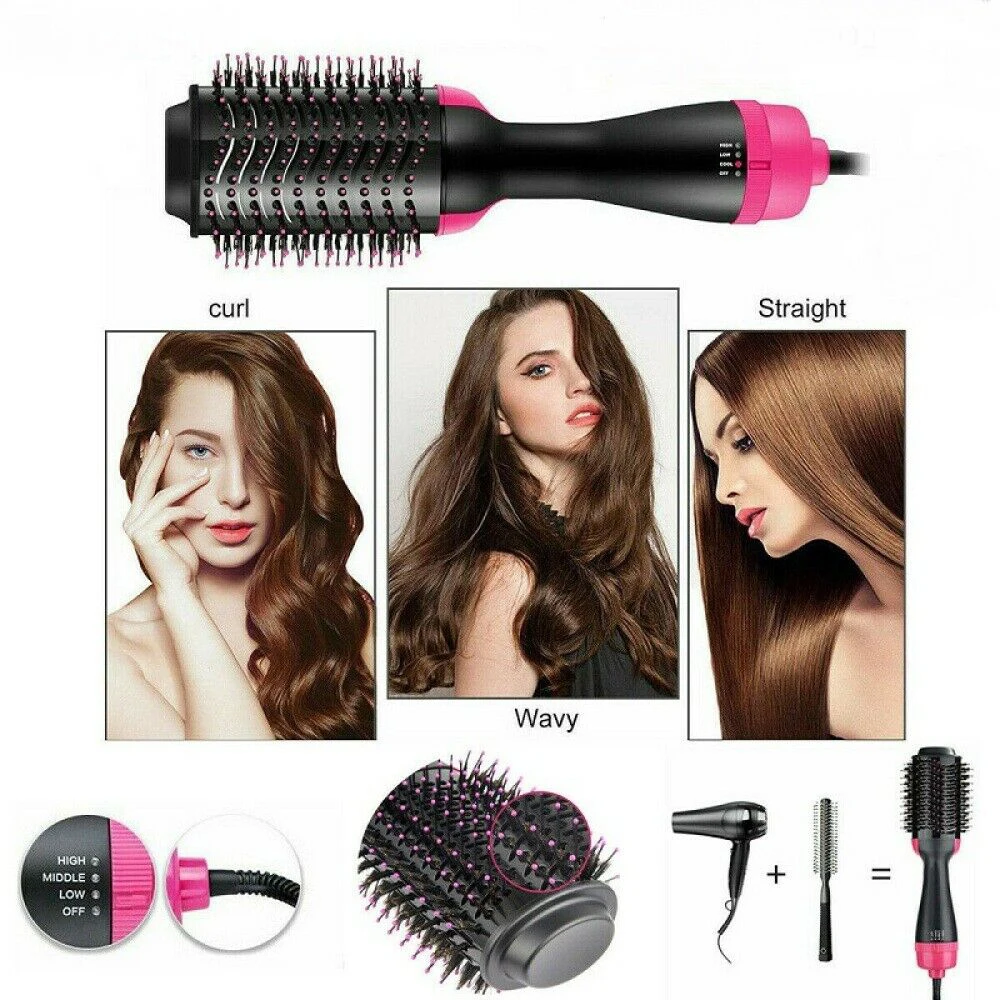 

One Step Hair Dryer Volumizer Salon Hot Air Paddle Styling Brush Negative Ion Generator Hair Straightener Curler