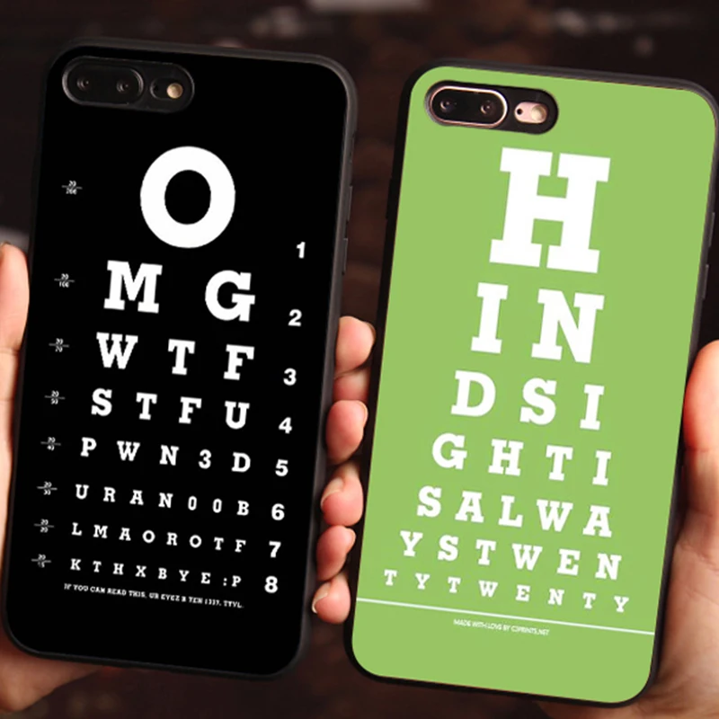 Чехол для телефона с диаграммой видения черный мягкий чехол Iphone 12 Pro Mini 11Pro Max Se2 6s 7