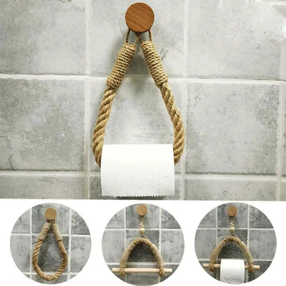 

Vintage Towel Hanging Rope Toilet Paper Holder Home Hotel Bathroom Accessory Rack Supplies Holders Decoration T4N2