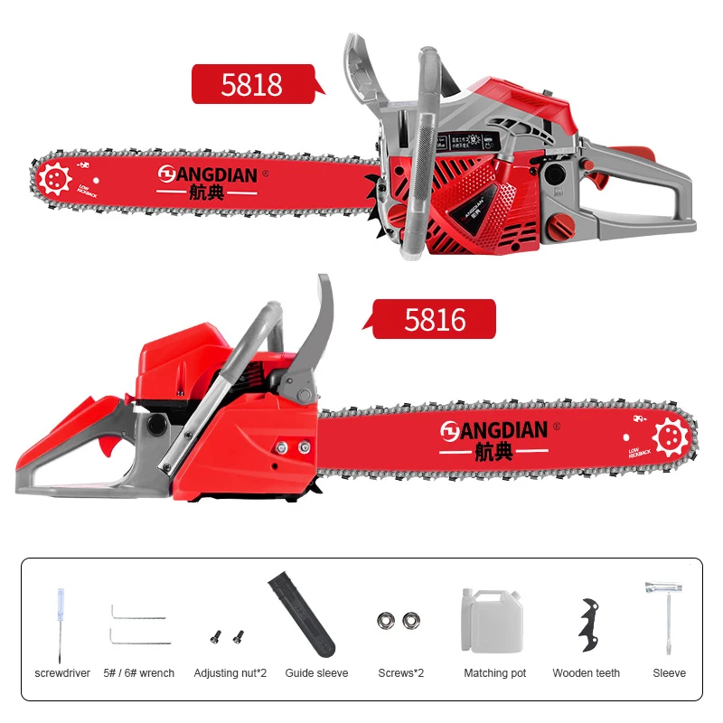 58cc Gasoline Chainsaw Woodworking Chainsaw Professional Wood Cutter Chain Saw 2-Stroke Chainsaw Logging Saw Multi-function