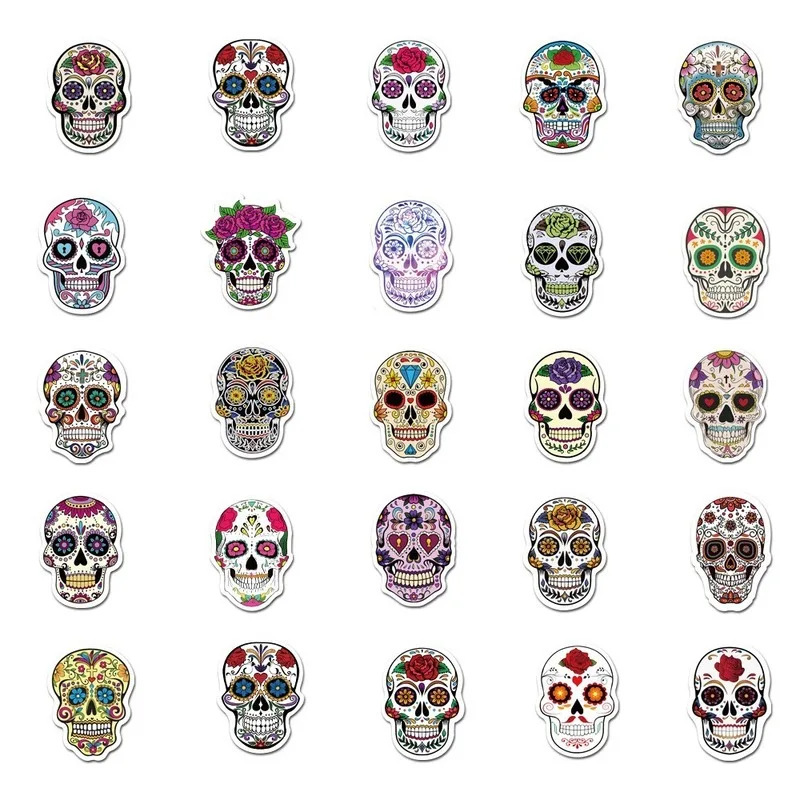 Calaveras de az&uacute;car en forma de calavera para coche, calaveras de estilo de Anime para el coche, pegatinas para el coche, port&aacute;til, 10/50 Uds.-4