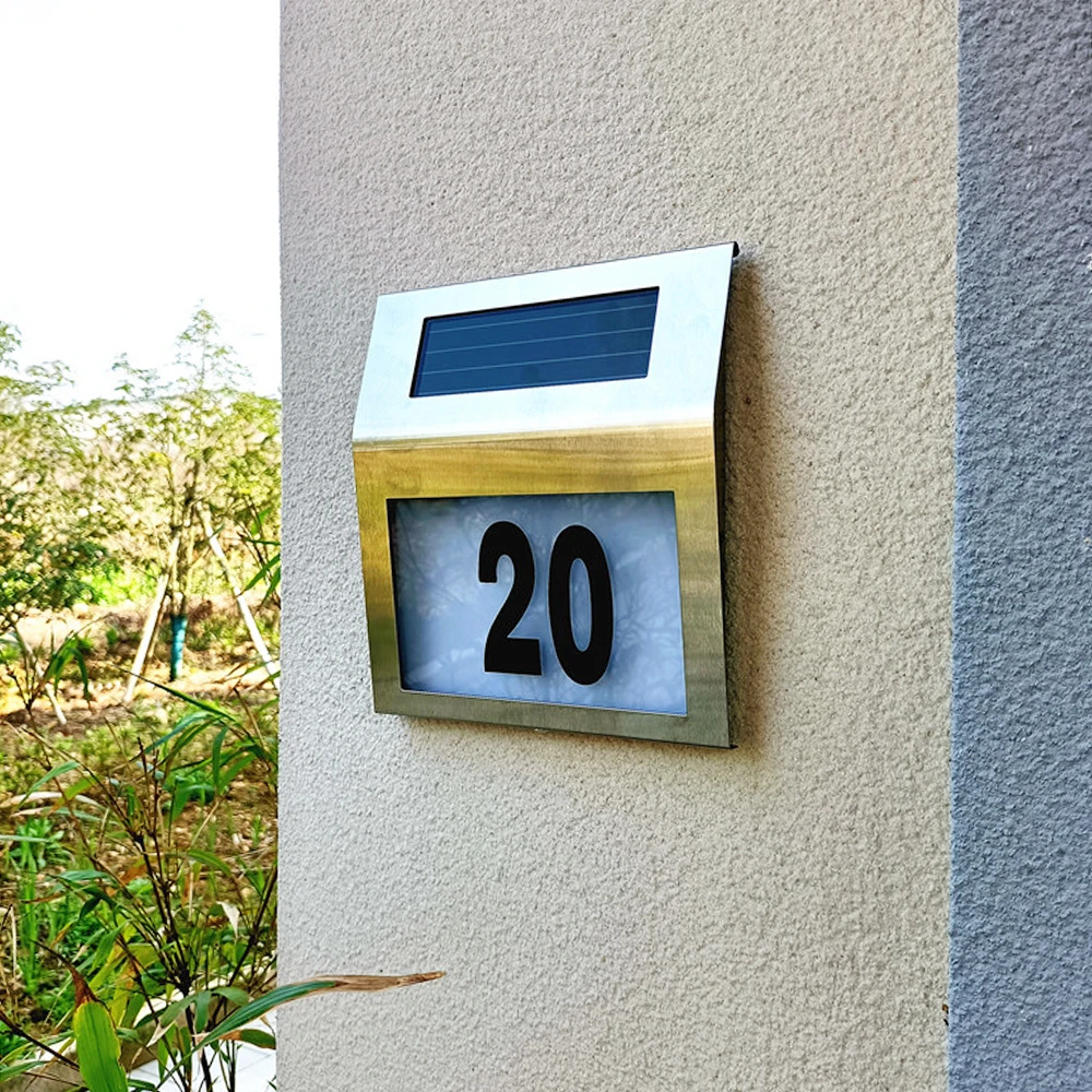 

2021 Solar Lights Outdoor solar lamp House Number Sign Lighted LEDs Doorplate Number Light for Home Street solar garden light