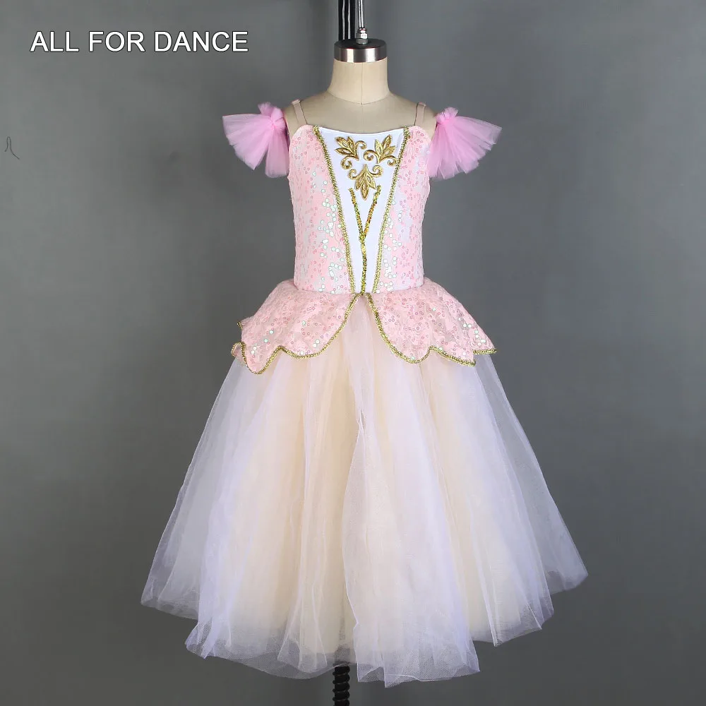 Романтическое Платье-пачка для танцев балерины розовый топ с блестками лиф тюлем
