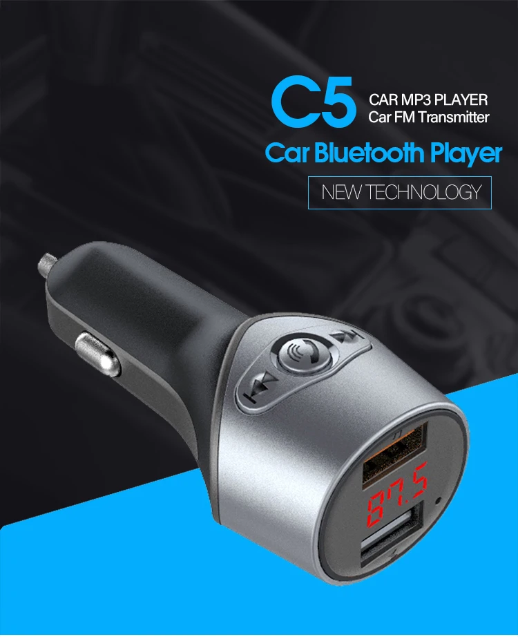 

New Bluetooth 5.0 Wireless Car kit Handfree LCD FM Transmitter Dual USB Car Charger 3.1A Mp3 Music U disk Music Player