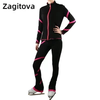 figure skating suits jacket and pants long trousers for girl women training practice ice sports warm gymnastics