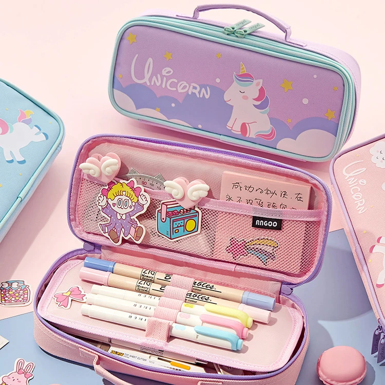 

Cute Unicorn School Pencil Case for Girls Boy Pencilcase Box Stationery Korean Penal Kit Canvas Cartridge Pen Bag Pen Box Gifts