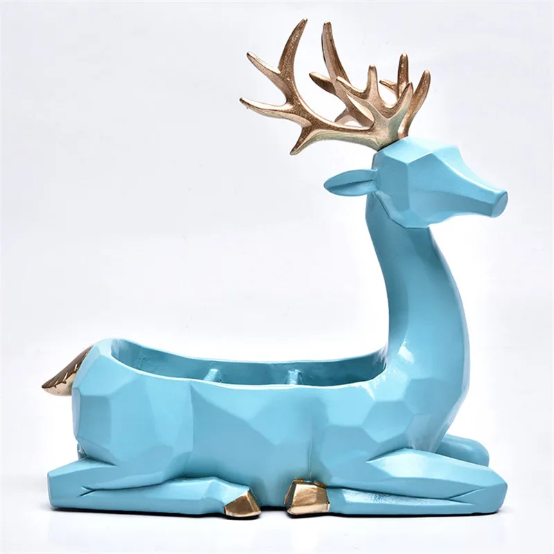 

Resin Deer Figurines & Miniatures Fairy Garden Model Home Decor Accessories Modern Jewelry Key Storage Box Organizer Art Statues
