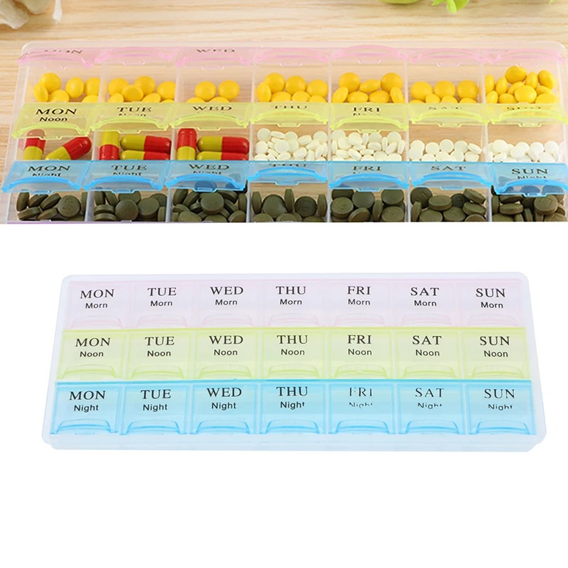Портативный 7 дней 21 слотов Еженедельные таблетки медицинский ящик для хранения