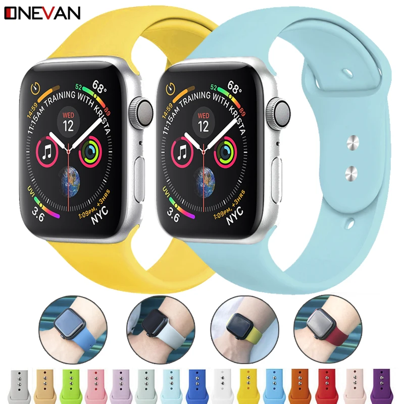 Цветной мягкий силиконовый спортивный ремешок для Apple Watch Series 5 4 3 2 1 38 мм 42 мм резиновый ремешок для часов iWatch 5 4 40 мм 44 мм