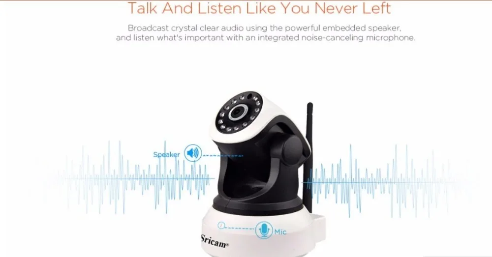 Sricam SP017 HD Беспроводная ip-камера безопасности Wifi Двусторонняя аудио IR-Cut ночное видение Аудио Сигнализация видеонаблюдения Крытый монитор для младенца