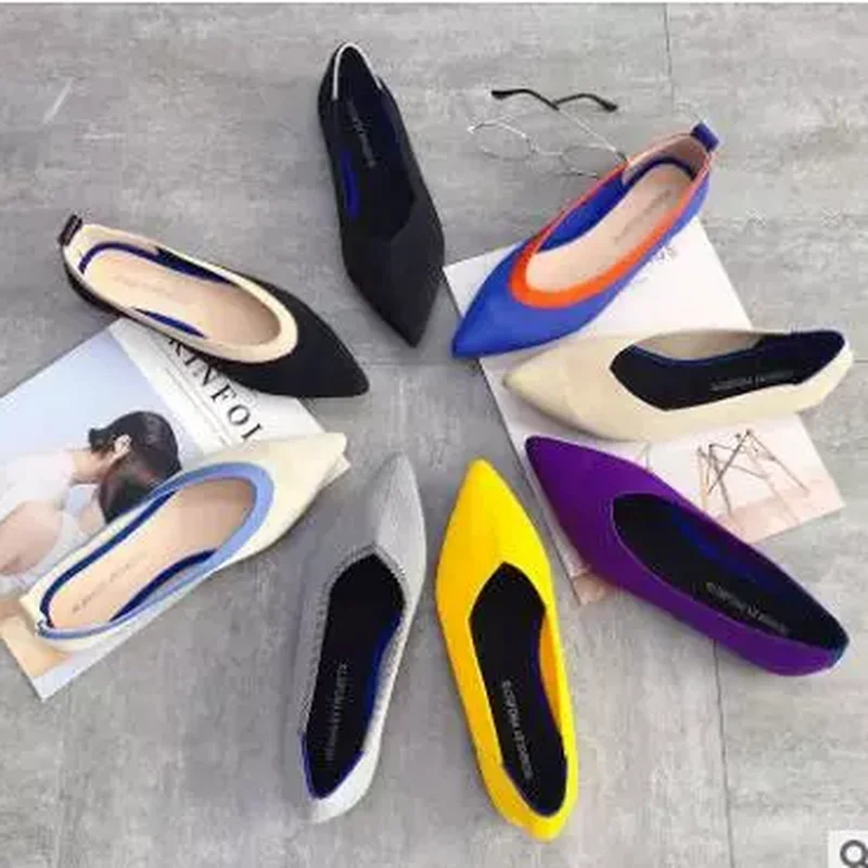 Женские эластичные вязаные Мокасины разных цветов дышащие удобные рабочие туфли