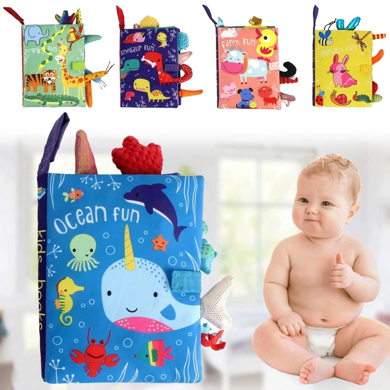 

Newborn Toddler Development Educational Learning Books Gift Kids 3D Animal Tails Cloth Book Baby Puzzle Montessori Toy