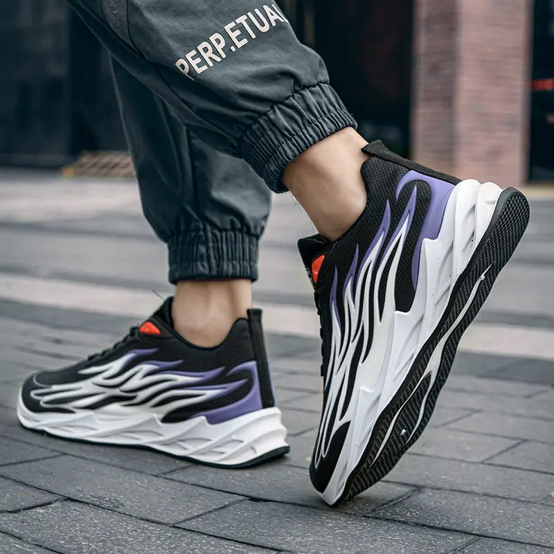 

2021 Summer Men Flame Shoes Casual Sneakers Breathable Blade Sneakers Male Flame Printing Men's Mesh Sneakers zapatillas hombre