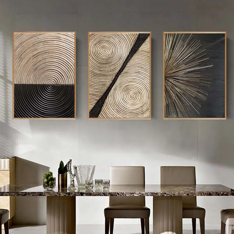 

Abstract Black Golden Line Texture Retro Poster Minimalist Wall Art Canvas Painting Modern Luxury Living Room Home Decoration