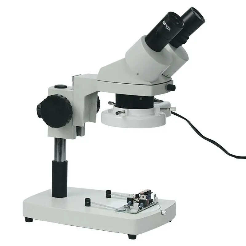 

Binocular Stereo Microscope 20X 40X PCB Repairing Soldering Industry Microscopio with External LED Ring Light