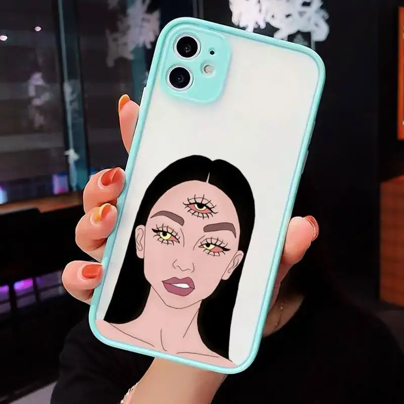 

Devil girl woman smoke eyes luxury Phone Cases shell matte transparent For iphone 7 8 11 12 plus mini x xs xr pro max cover