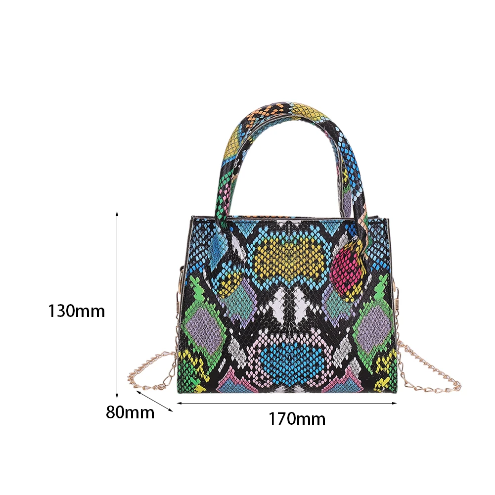 

Fashion Crossbody Bags for Women 2021 Trend PU Leather Shoulder Bag Snake Pattern Chain Casual Ladies Small Top-handle Handbags