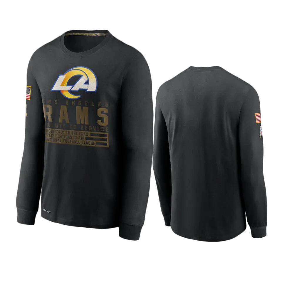 

Los Angeles Men Black Rams 2020 Salute to Service Sideline Performance Long Sleeve T-Shirt - S-4XL