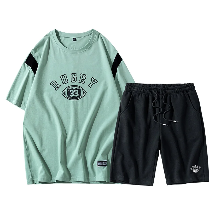 Мужской повседневный спортивный костюм из 2 предметов футболка с коротким