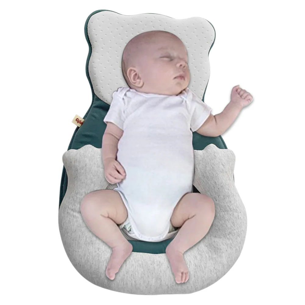 

Cartoon Baby Head Shaping Pillow Portable Baby Cribs Anti Roll Memory Foam Sleeping Cushion Household Infants Sleep Care Props