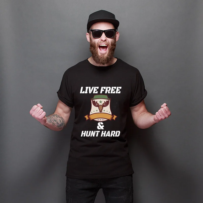

2021 Hot Sale Hunting Shirt Live Free Cotton Cool Tee-Shirts 100% Cotton Men's Tees Summer Casual Tops Tees For Unisex