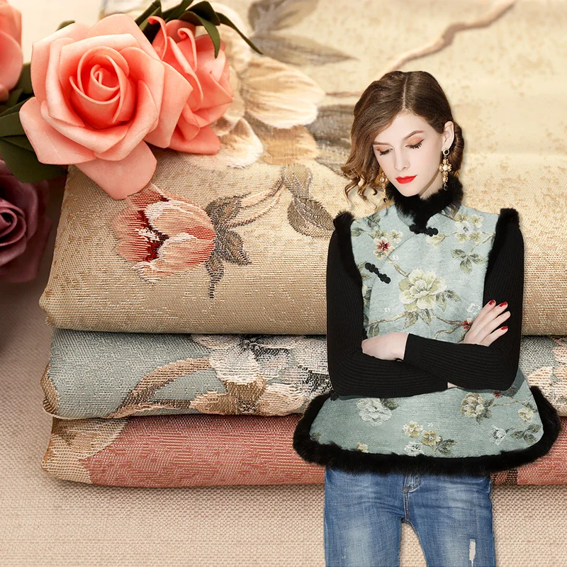 

Retro winter jacquard dress fabric thickness 1.39mm width 145cm sewing fabric for women's winter coat dress DIY sewing materials