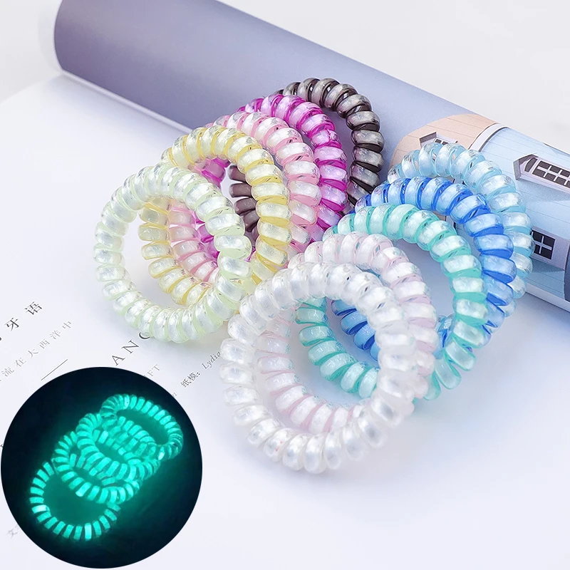 Luminous Telephone Line Hair Ring Rubber Band Soft For Women Ponytail Accessories  Headwear Female Scrunchie Hot Sale