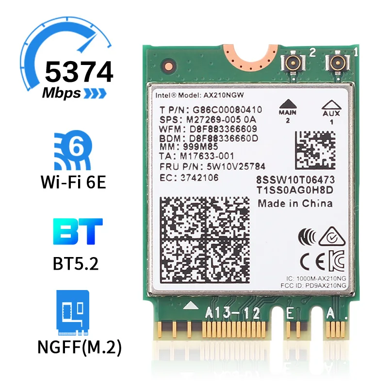 Трехдиапазонная беспроводная карта Intel AX210 Wi-Fi 6E NGFF, Bluetooth 5,2