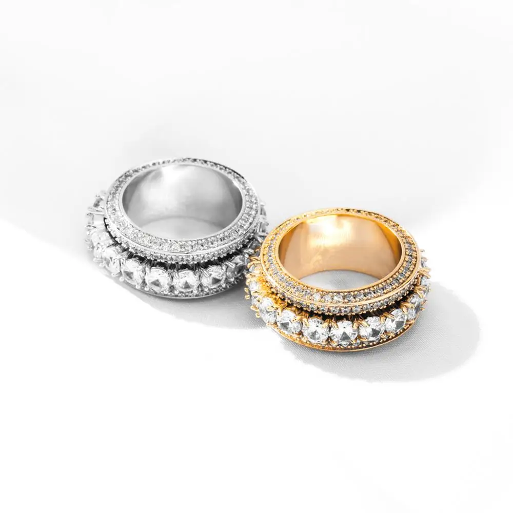 Мужское кольцо Спиннер золотого и серебряного цвета медное очаровательное с