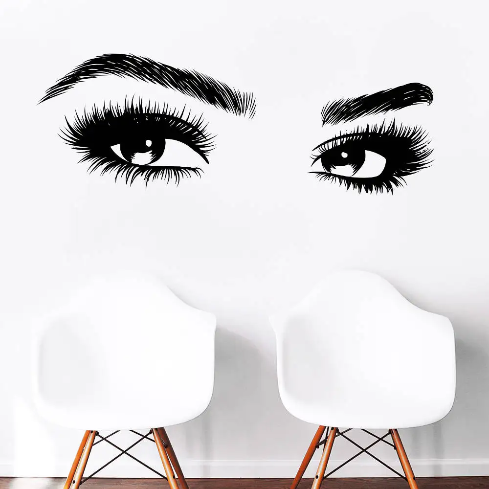 Глаза Ресницы наклейки на стену девочки глаза брови бар макияж настенные для