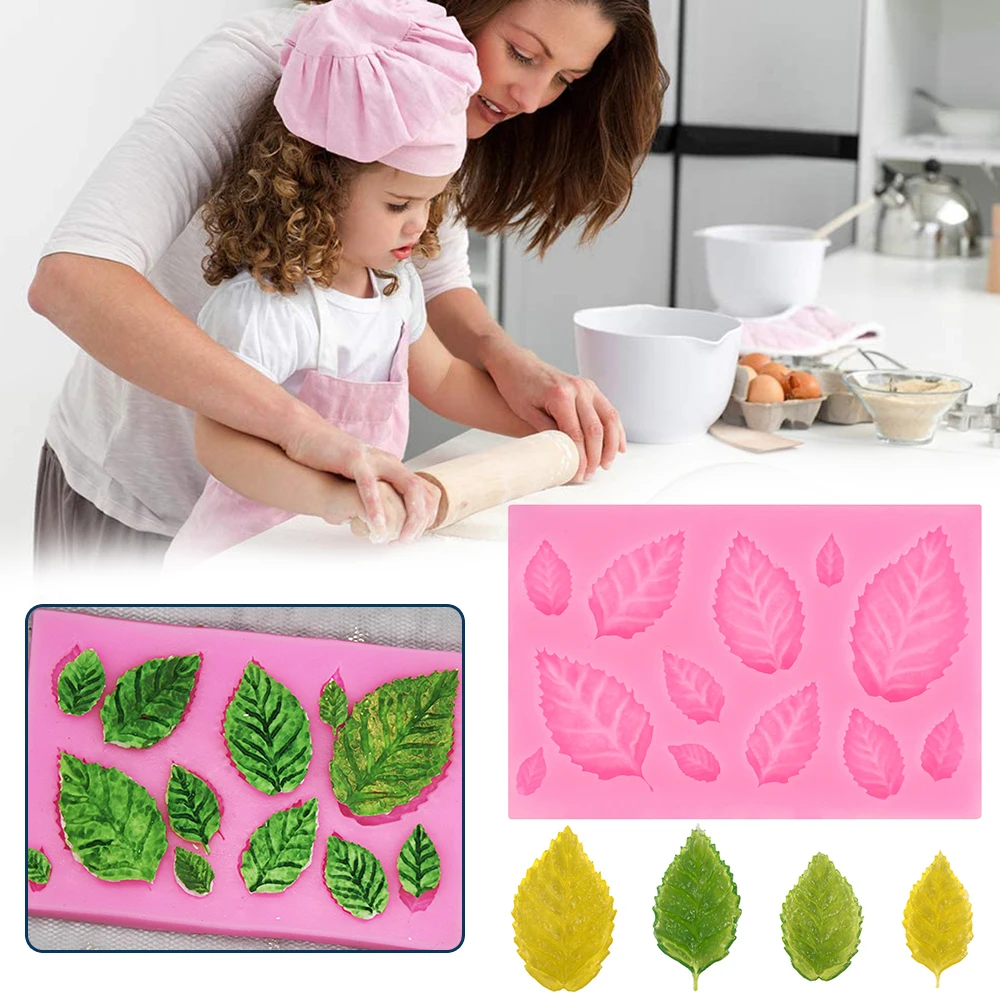 

1PCS Multi Grid Rose Leaves Embellisment Silicone Fondant Mould Cake Decor Sugar Chocolate Mold Home Kitchen