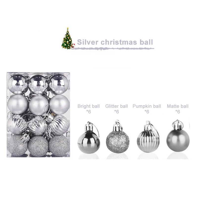 24 шт./лот 30 мм шар для рождественской елки подвесные шары украшение вечерние