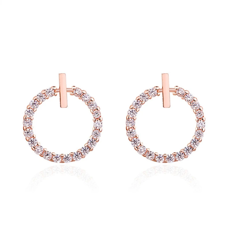 

Luxury Cubic Zirconia Crystal Stud Earrings Round Hollow Cross Earrings for Women Wedding Party Jewelry