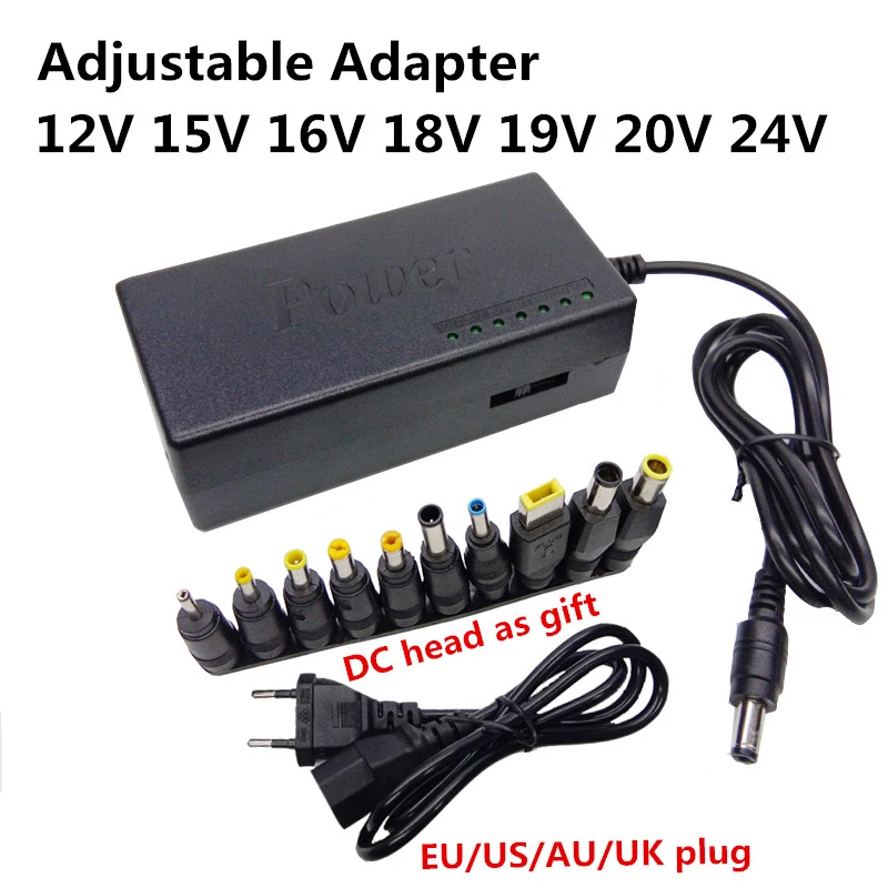Universal Power Adapter 96W 12V to 24V Adjustable 15V 16V 18V 19V 20V AC Power Supply Portable Charger 10-Tips EU US UK AU plug