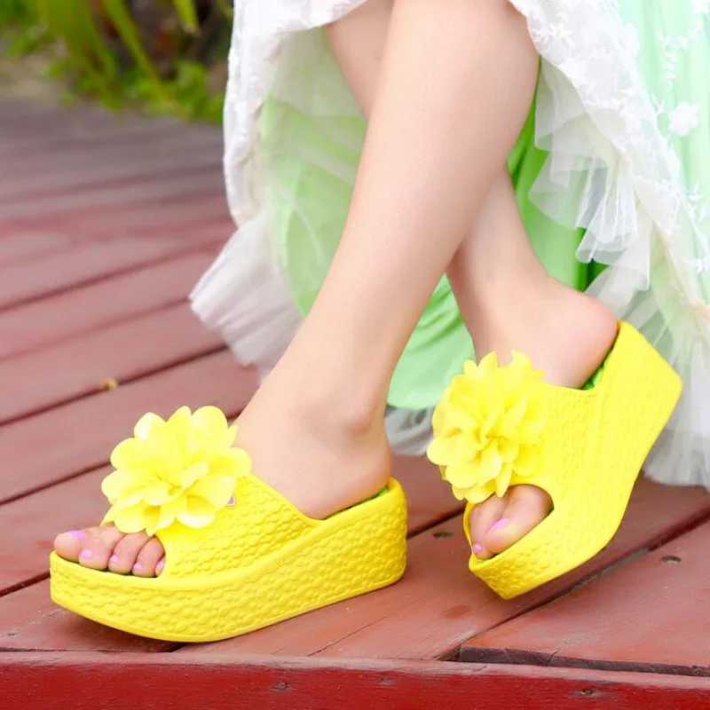 

Women New Summer Fashion Sandals Wedges Flip Flops Platform Slippers Shoes Sandalia Sandals Flower Shoes Zapatos De Mujer