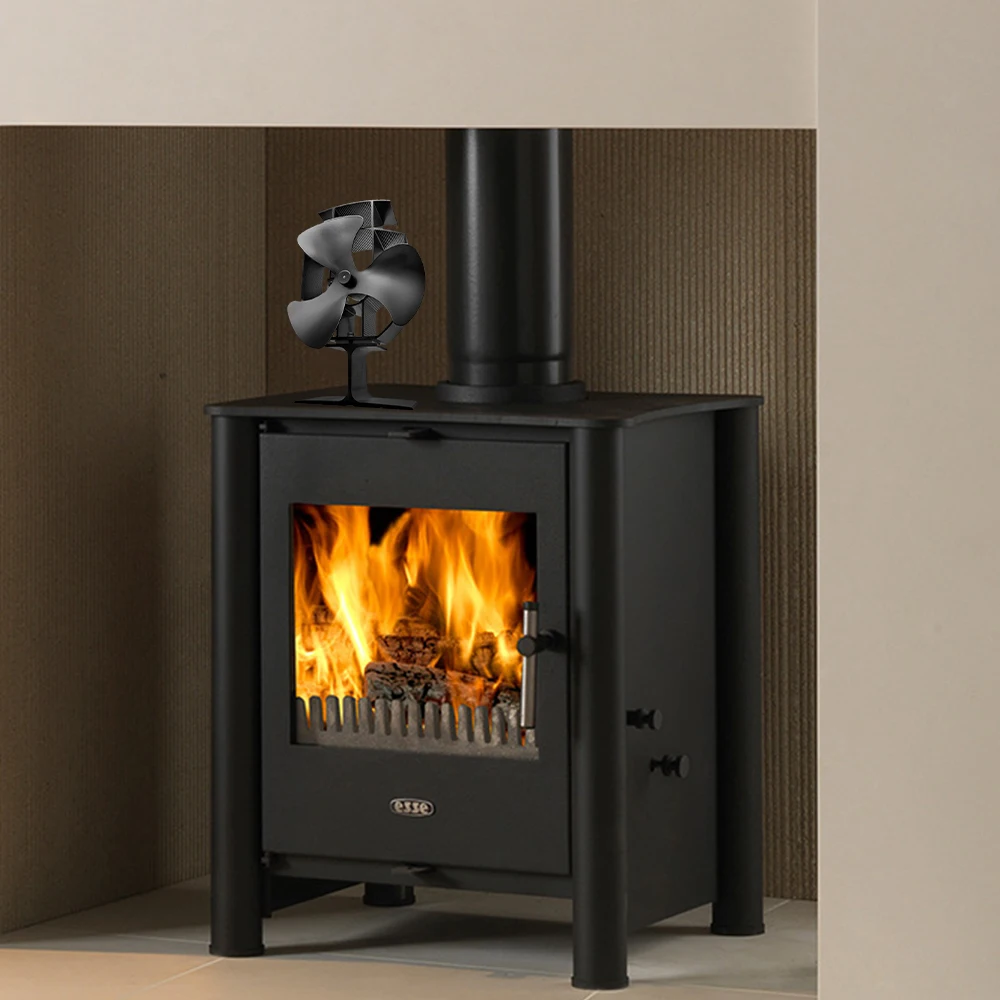 Новый черный тихий вентилятор для печи 3 Лопасти камина с тепловым питанием