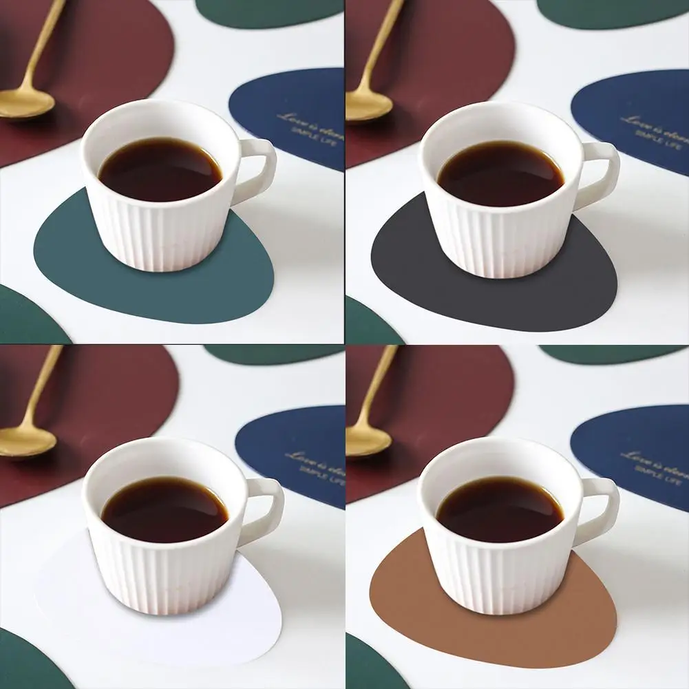 

Tableware Pad Placemat Table Mat PU Leather Heat Insulation Coaster Simple Disc Non-Slip Table Placemats For Dining Placema C1I5