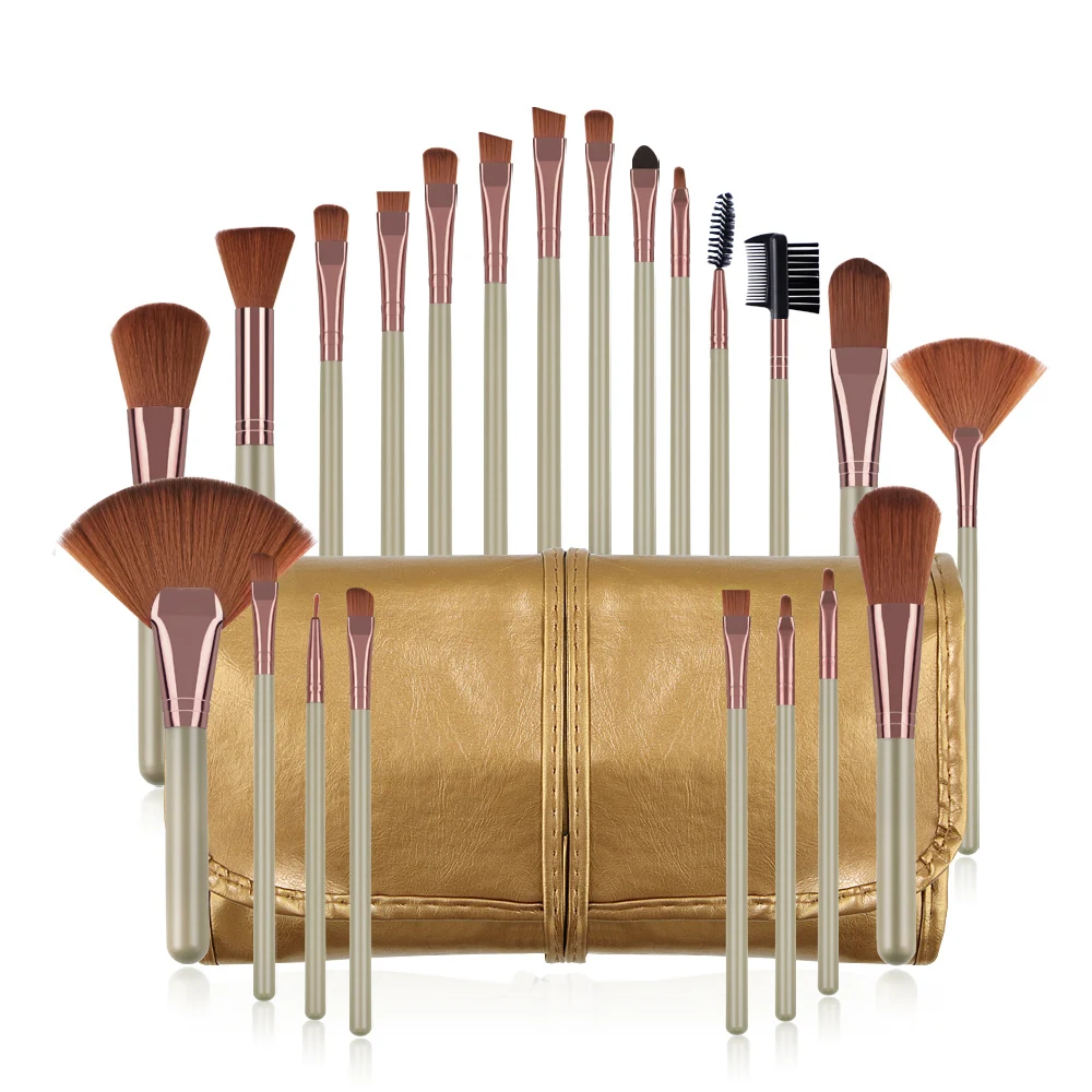 22Pcs Gold Makeup BrushesEye Face Powder Blusher Foundation Cosmetics Gold Makeup Brush Set