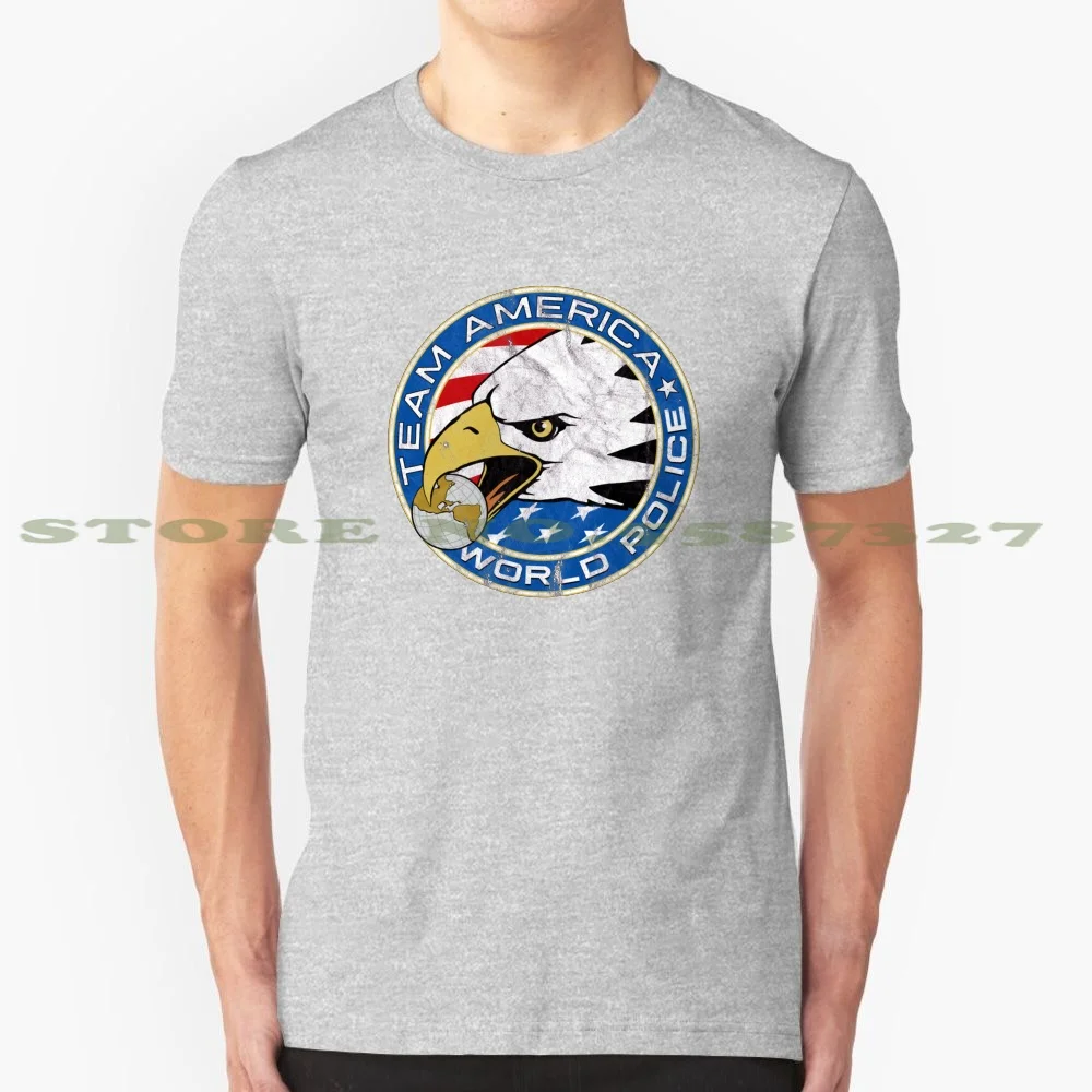 Футболка с логотипом американской команды мировой полиции черная белая для