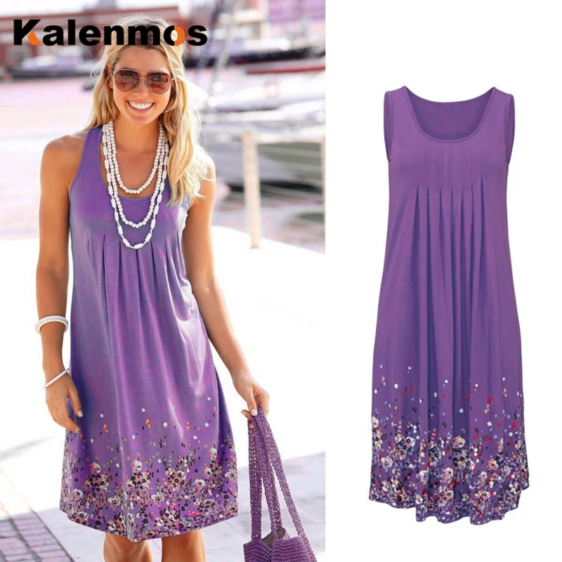 Женское платье без рукавов с цветочным принтом 6 цветов|Женские платья| |