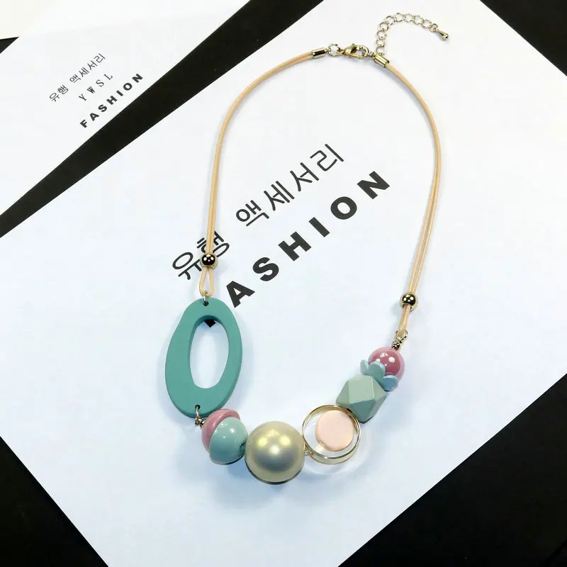 Женское длинное ожерелье с подвеской массивное геометрическое деревянными