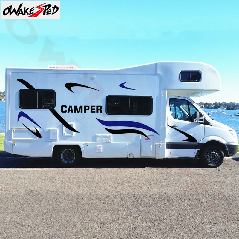 

1set Car Both Side Stripes Styling Decals Auto Stickers Vinyl Decals For Motorhome Caravan Travel Trailer Horsebox Camper Van