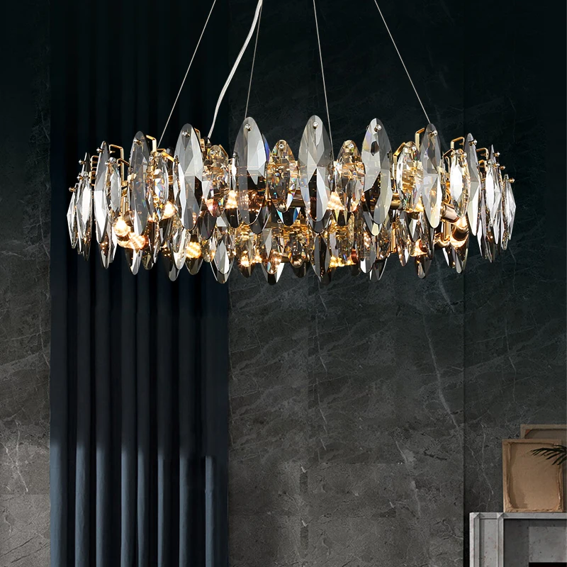 

Postmodern Lustre Crystal Led Chandelier Lighting Gold Led Chandeliers Lamp Living Dining Room Drop Lights Suspension Luminaire
