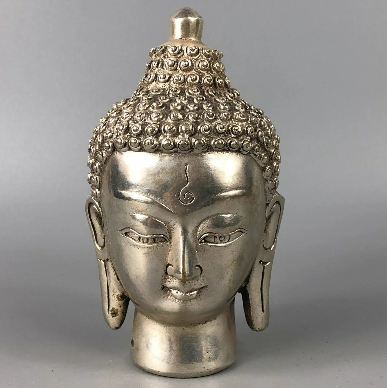 Китайская антикварная Редкая коллекционная статуя в виде головы Будды|Статуи и